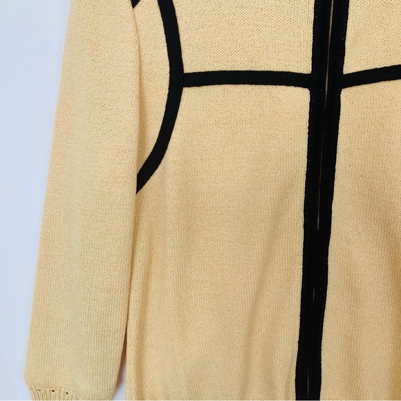 St. John Sport Cardigan Sweater Yellow Black Trim AS IS - Picture 5 of 15